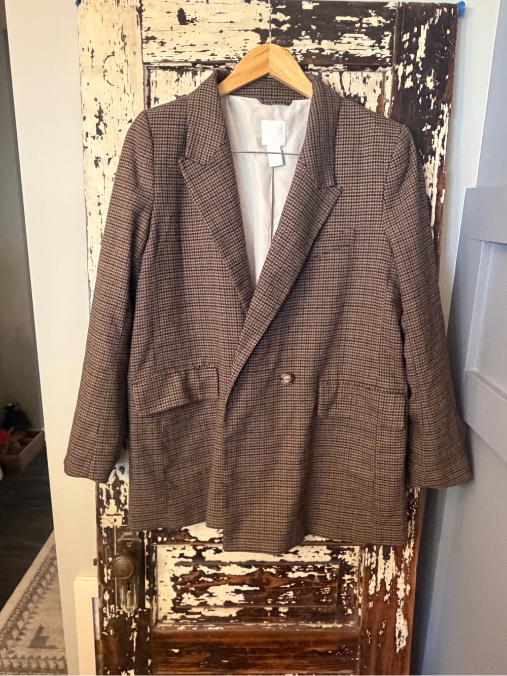 H & M women’s oversized Brown Glen Plaid Blazer - size M. Classic. Office.